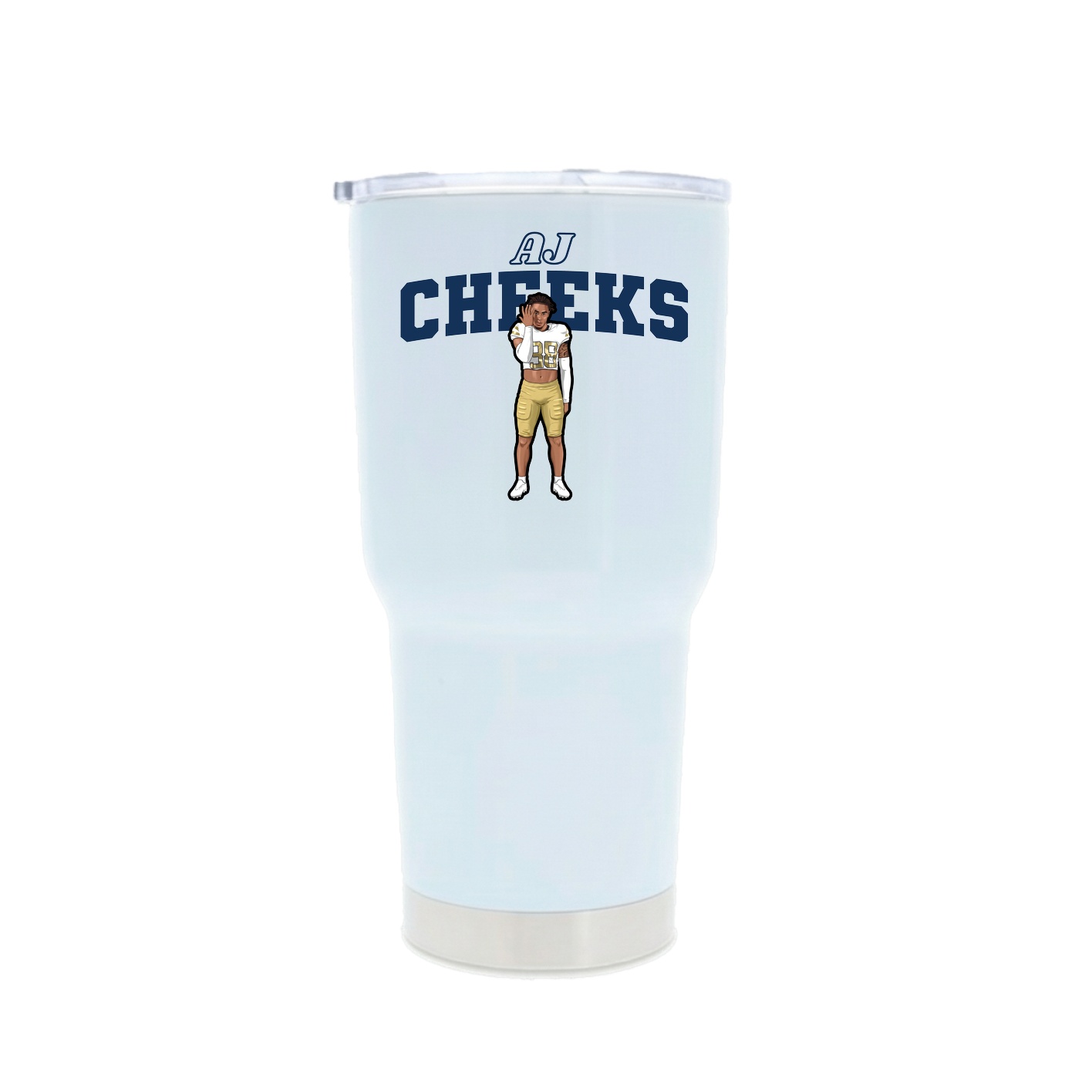 30oz Stainless Steel Tumbler — Name Arch in White