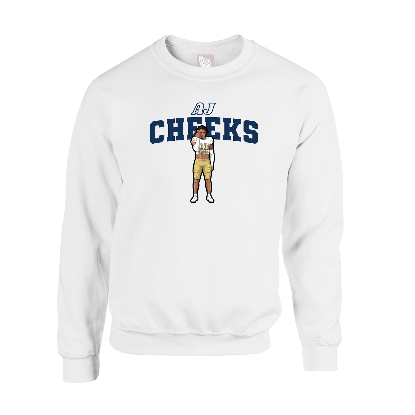 Fleece Crew — Name Arch in White