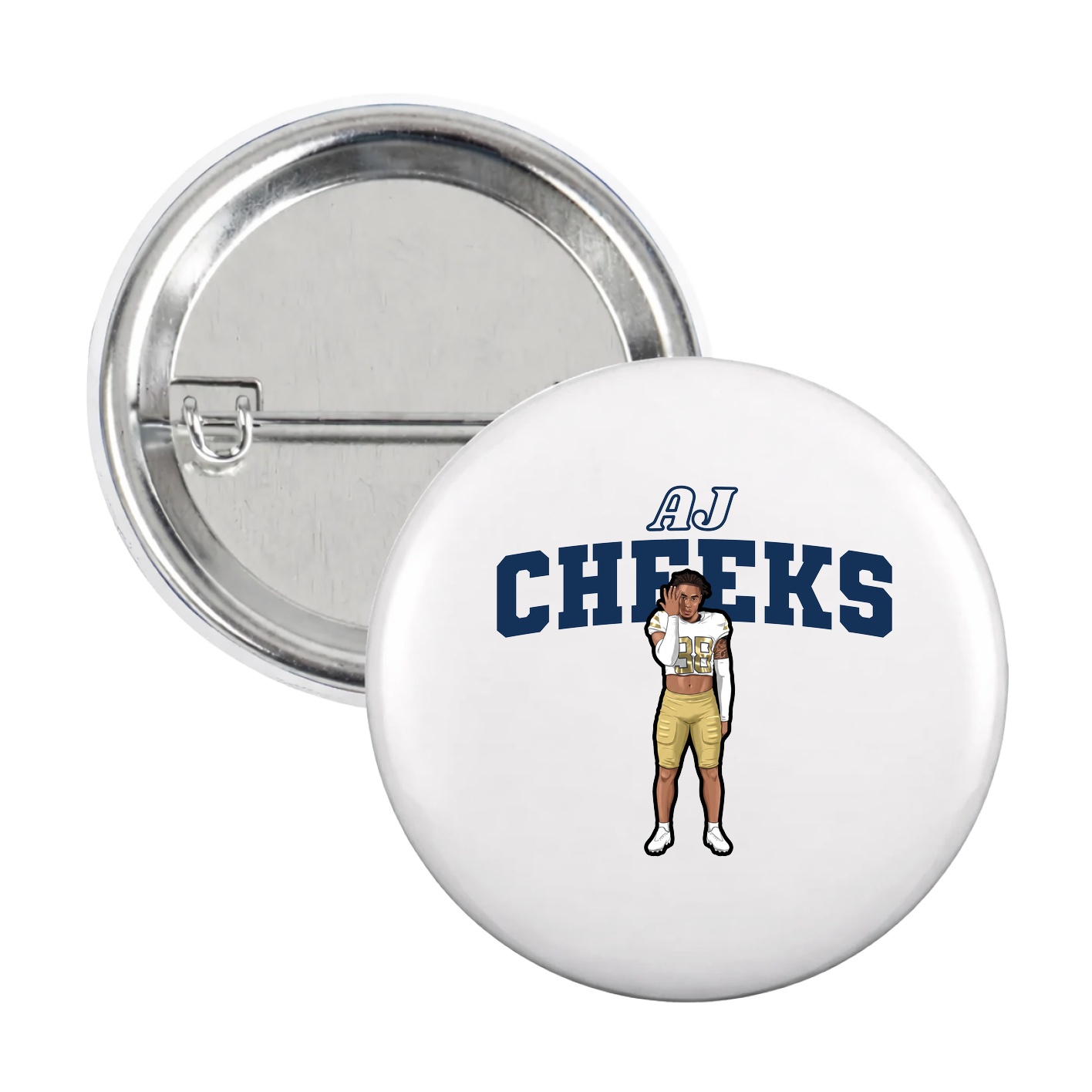 Game Day Button — Name Arch in White