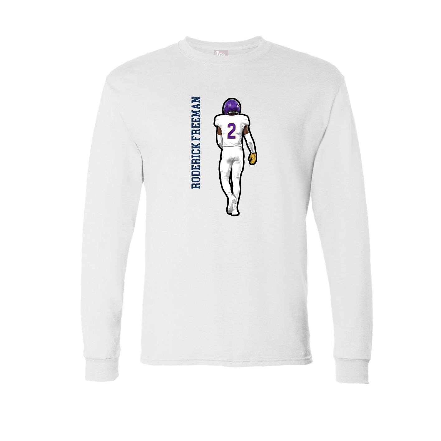 Long Sleeve Tee — Name Vertical in White