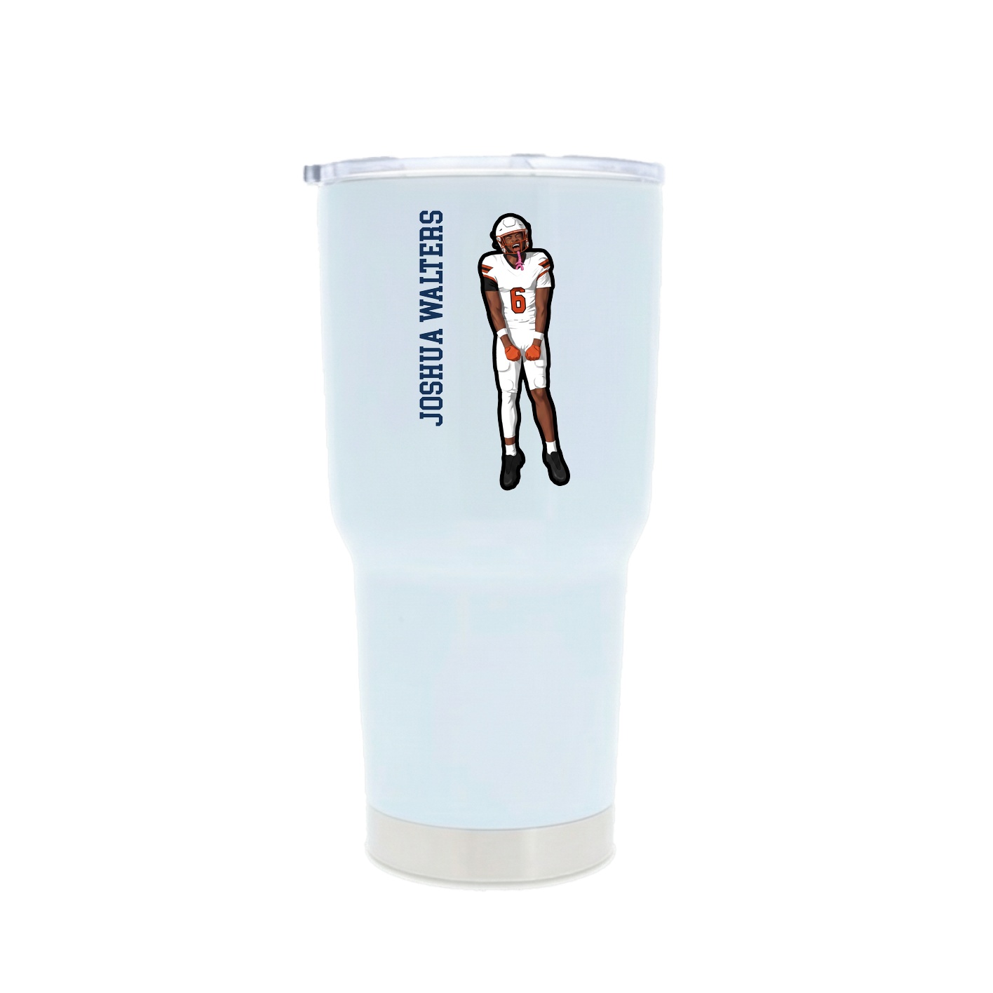 30oz Stainless Steel Tumbler — Name Vertical in White