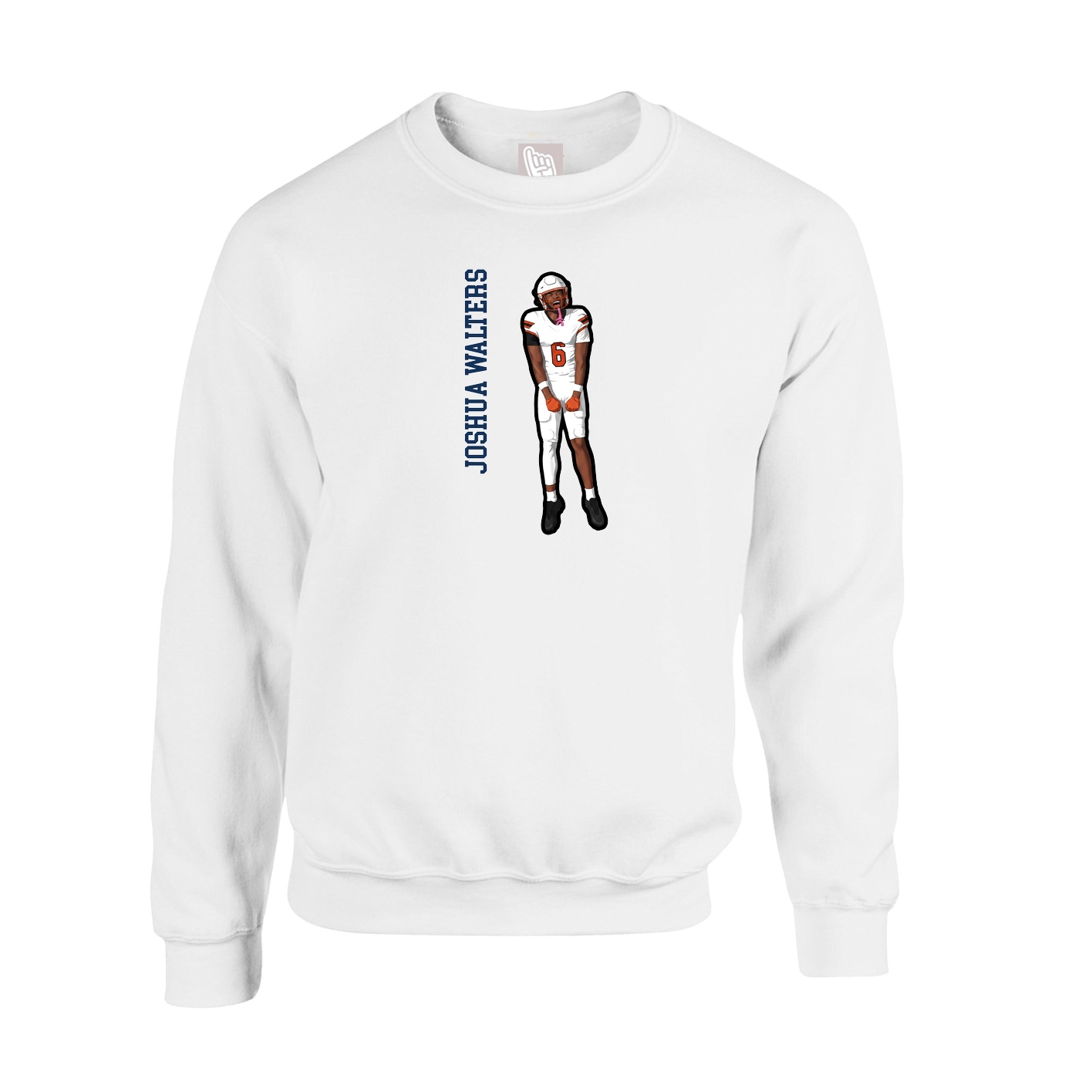 Fleece Crew — Name Vertical in White