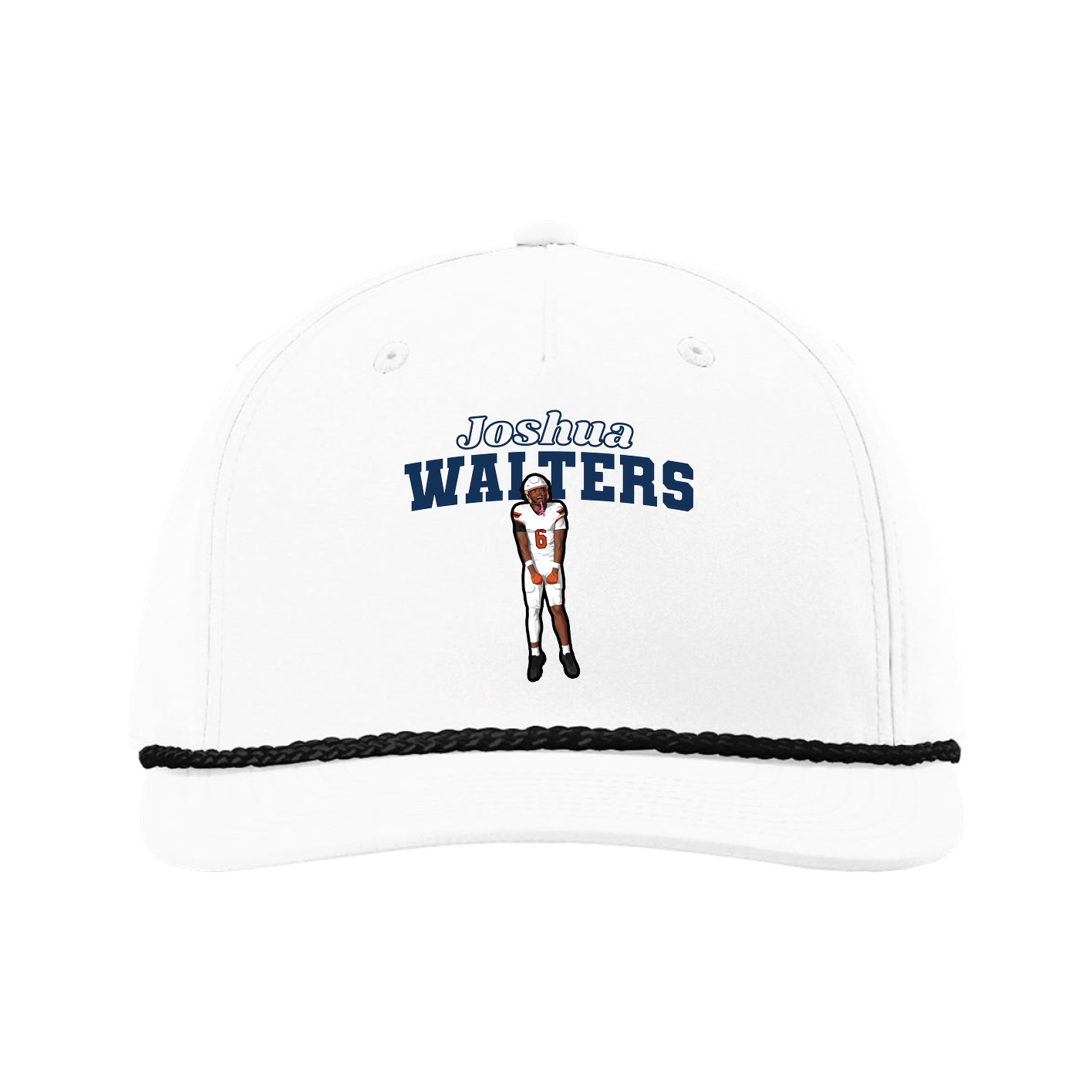 Five-Panel Classic Rope Cap — Name Arch in White
