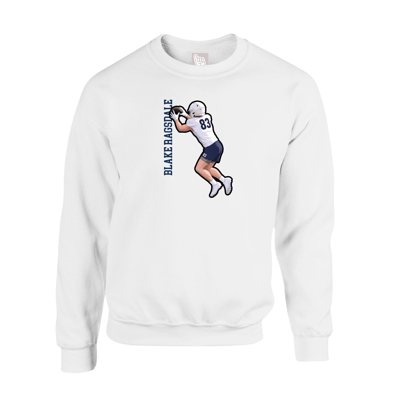 Fleece Crew — Name Vertical in White