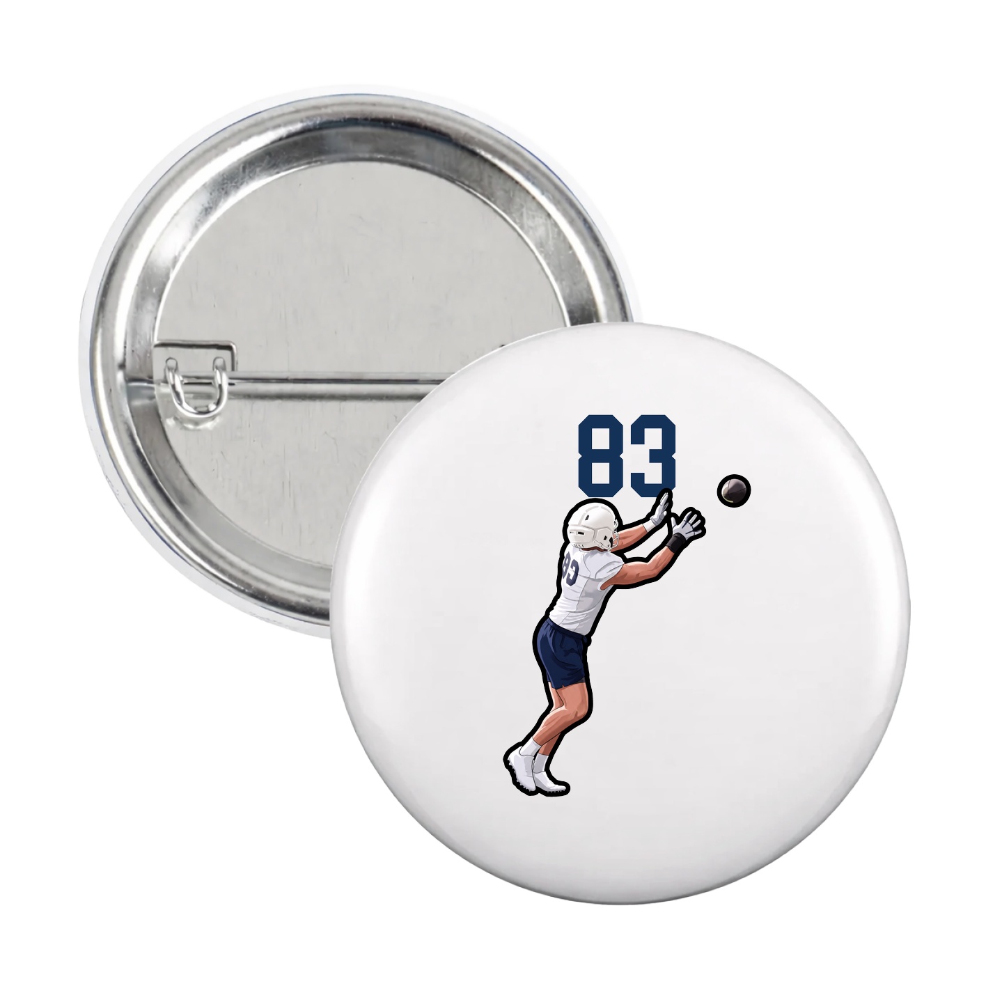 Game Day Button — Number Top in White