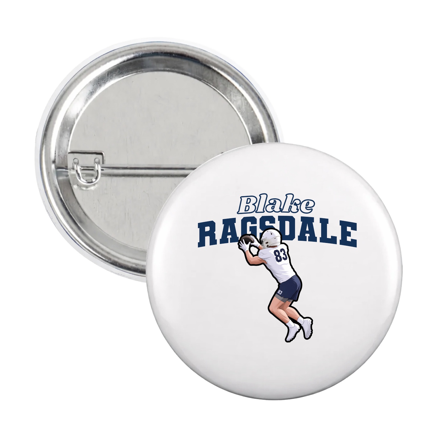 Game Day Button — Name Arch in White