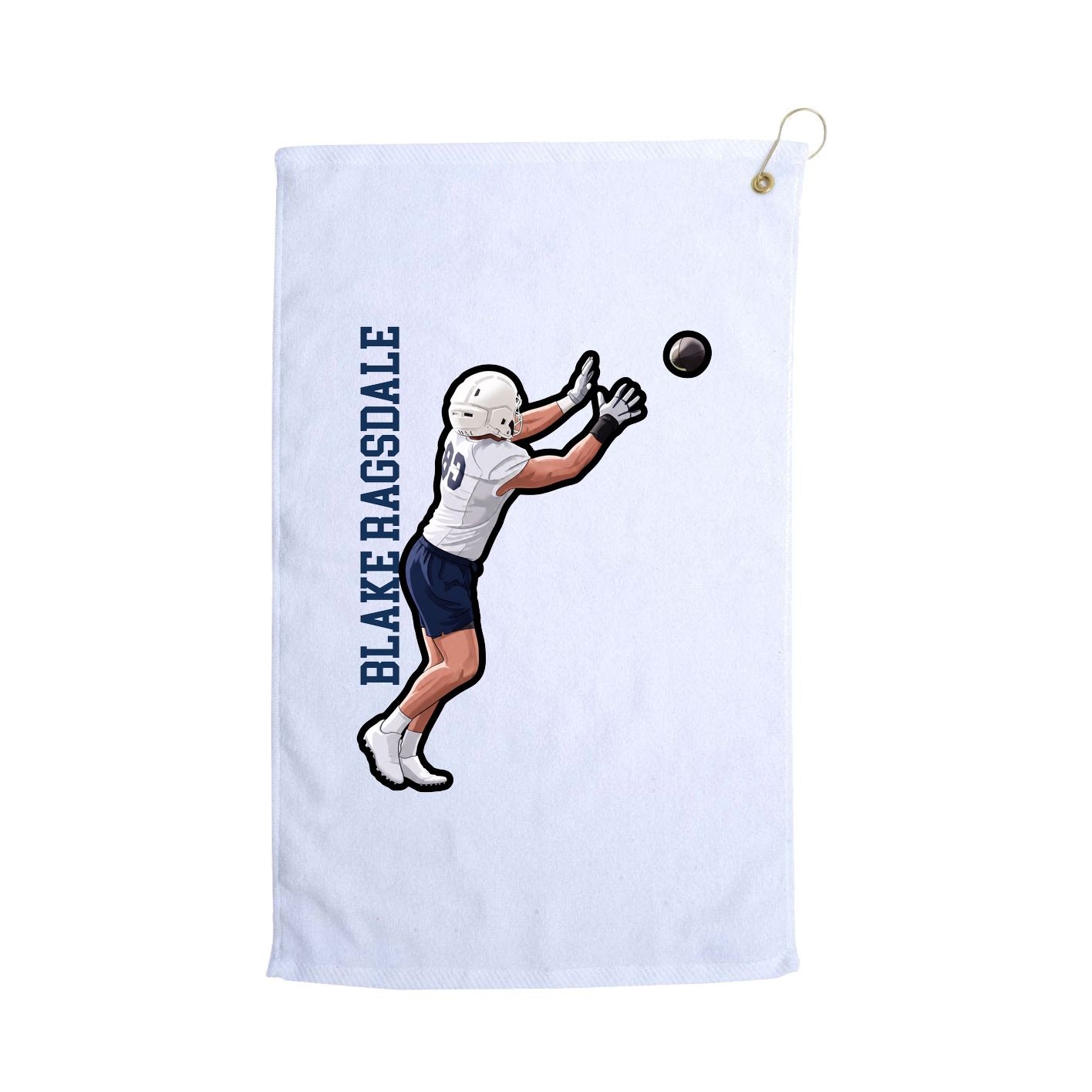 Golf Towel — Name Vertical in White