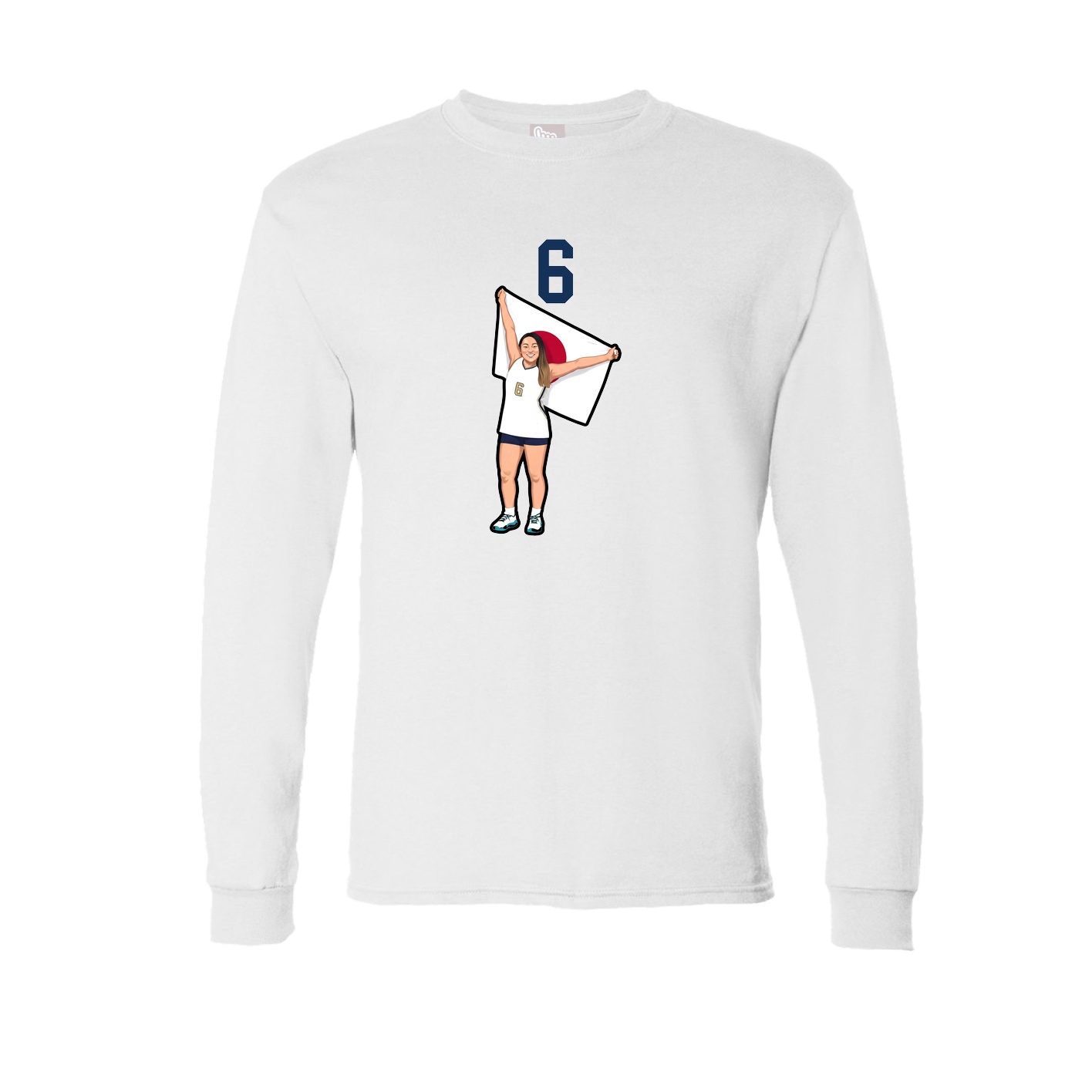 Long Sleeve Tee — Number Top in White