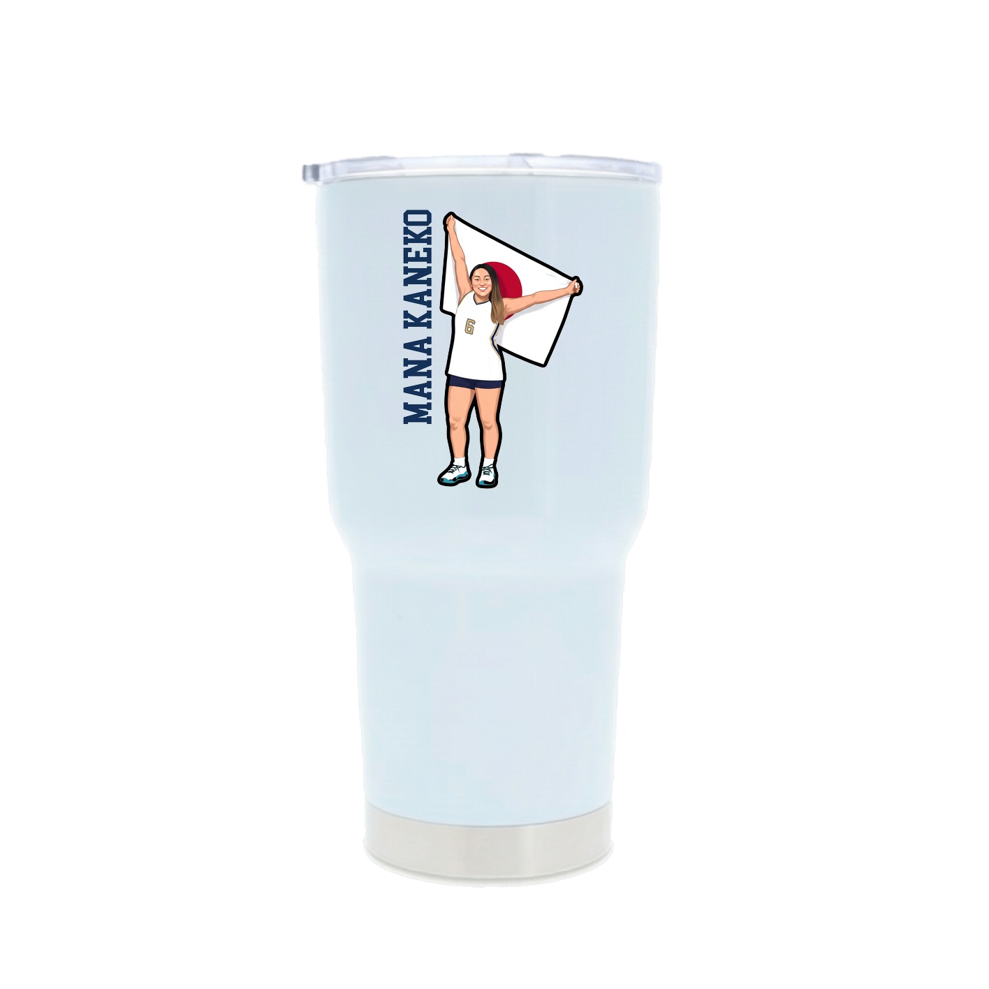 30oz Stainless Steel Tumbler — Name Vertical in White