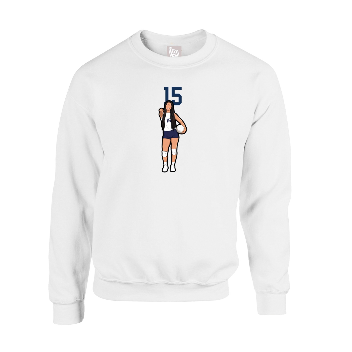 Fleece Crew — Number Top in White