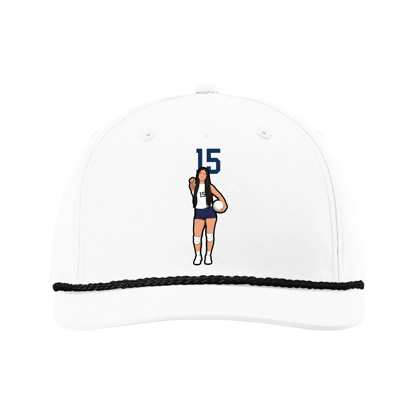 Five-Panel Classic Rope Cap — Number Top in White