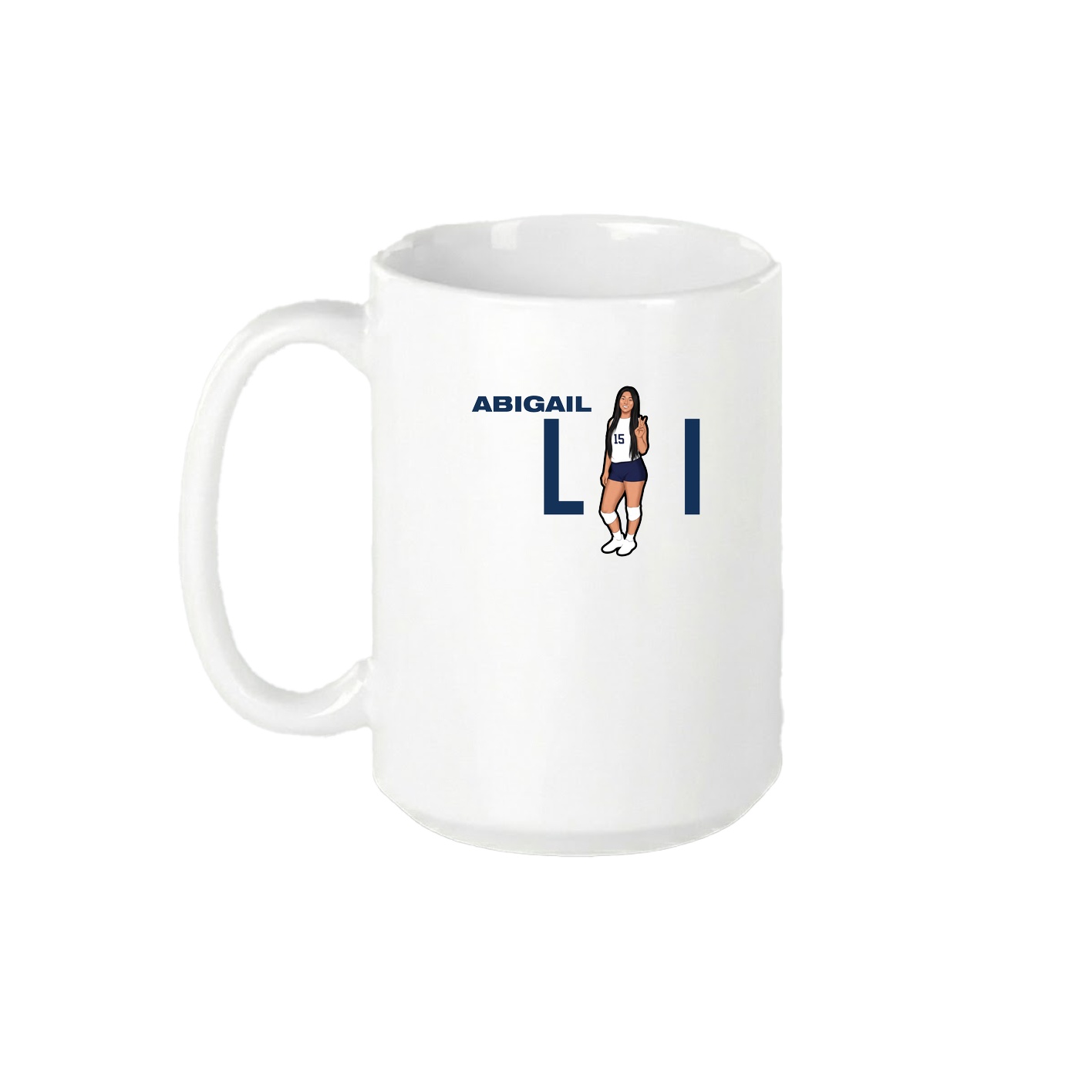 15oz Coffee Mug — Player Name in White
