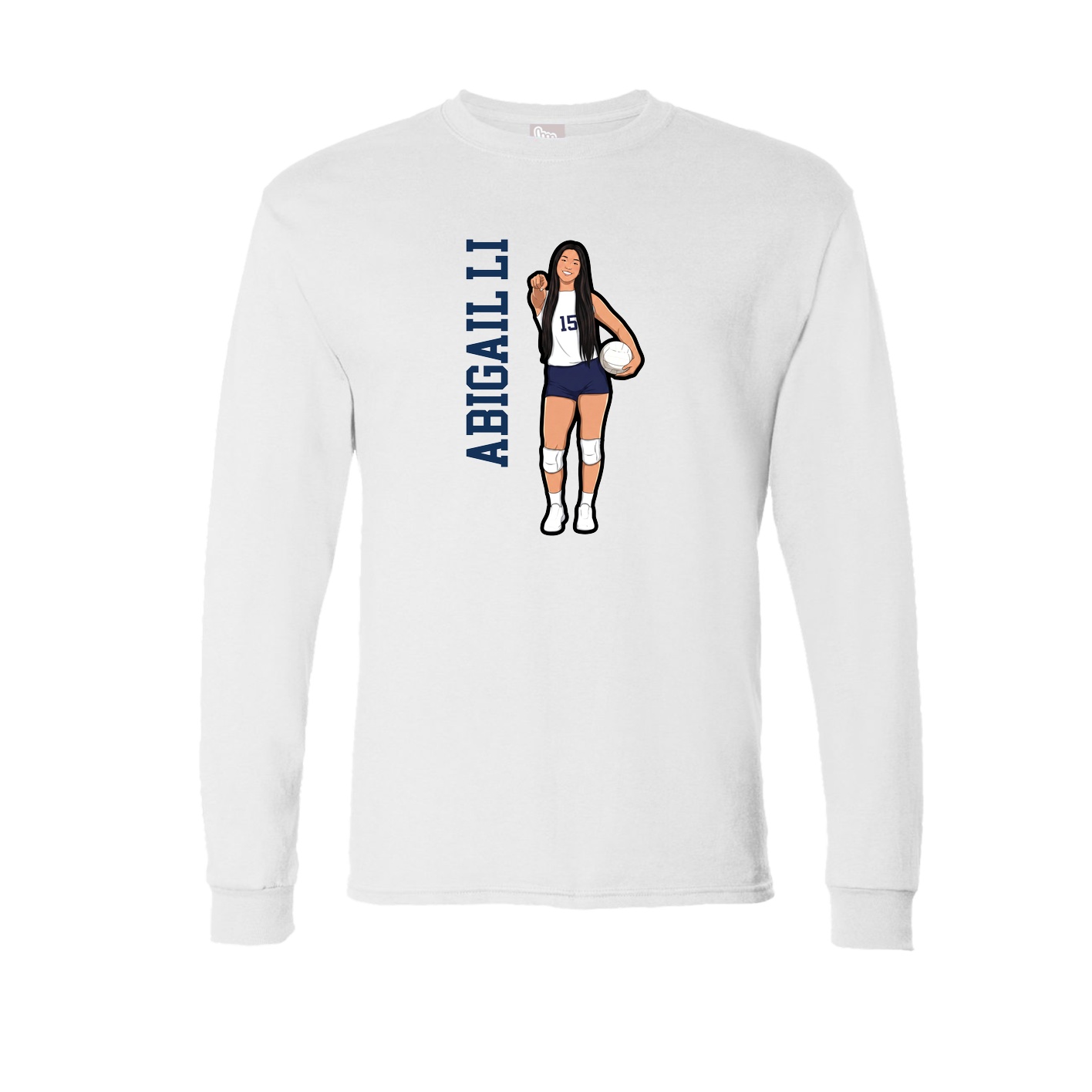 Long Sleeve Tee — Name Vertical in White