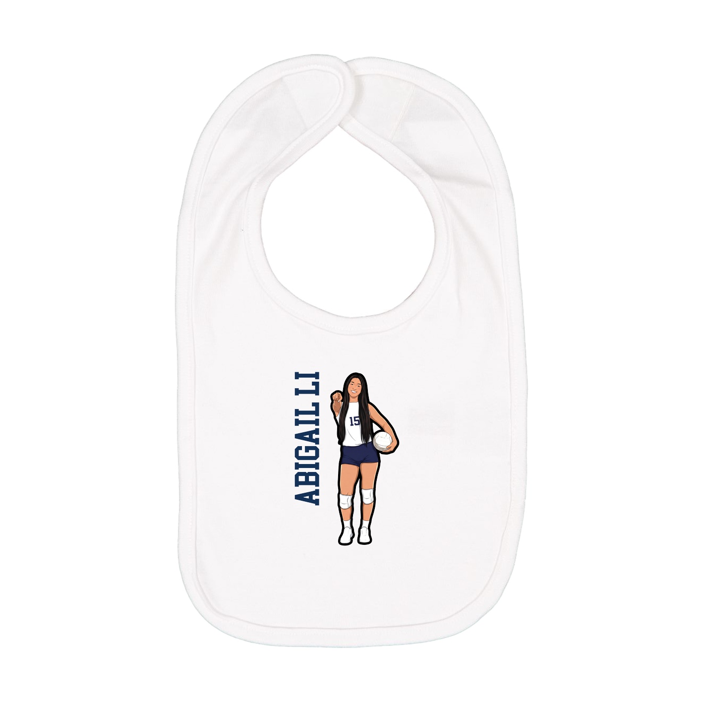 Infant Bib — Name Vertical in White