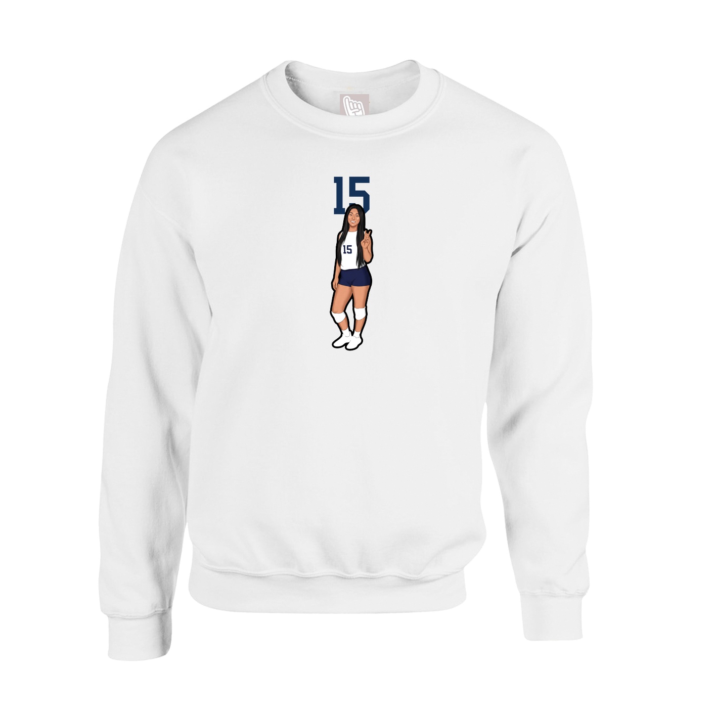 Fleece Crew — Number Top in White