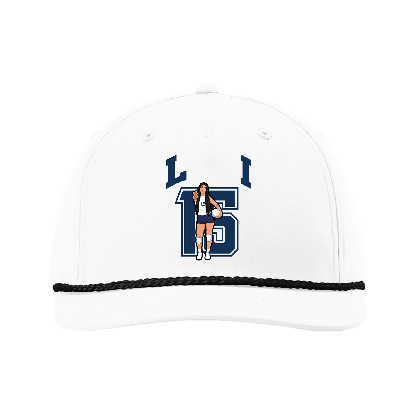 Five-Panel Classic Rope Cap — Number in White