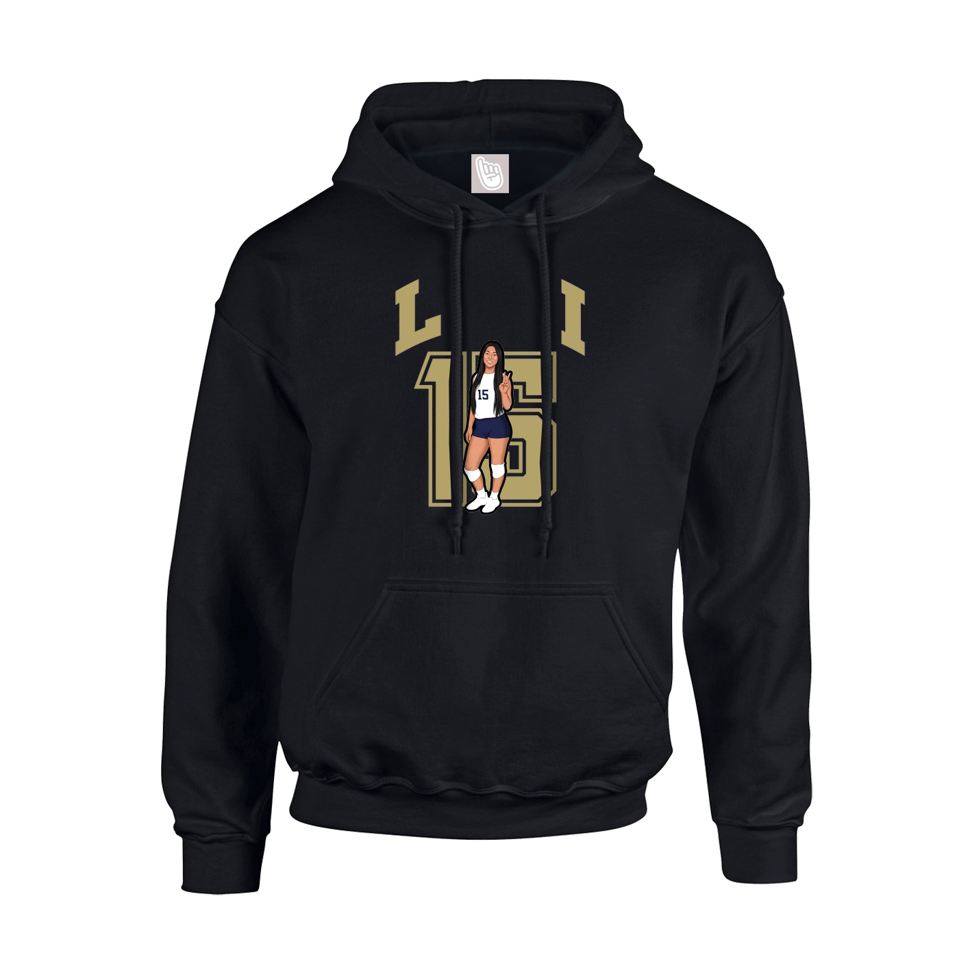 Youth Hoodie — Number in Black