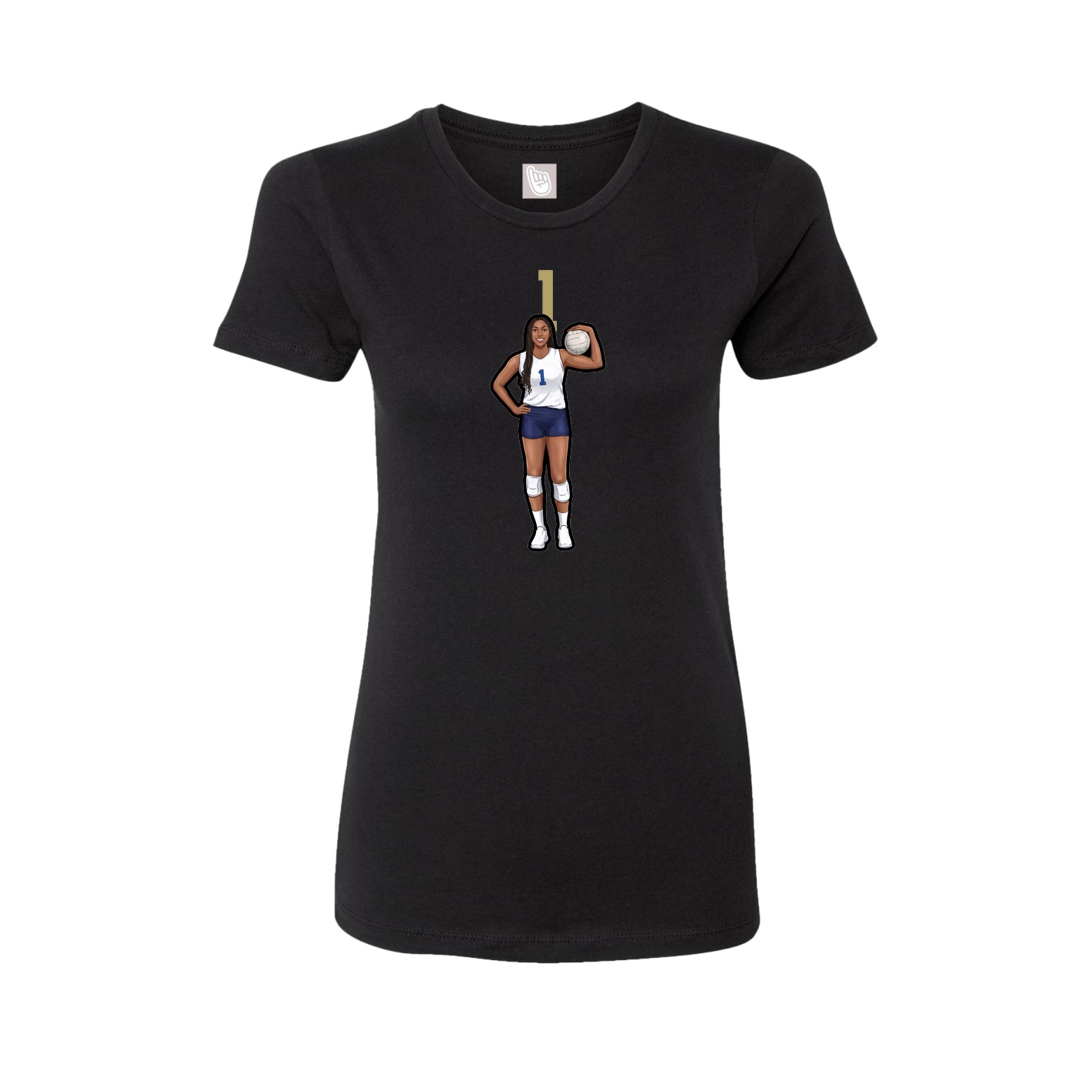 Fitted Women's Tee — Number Top in Black