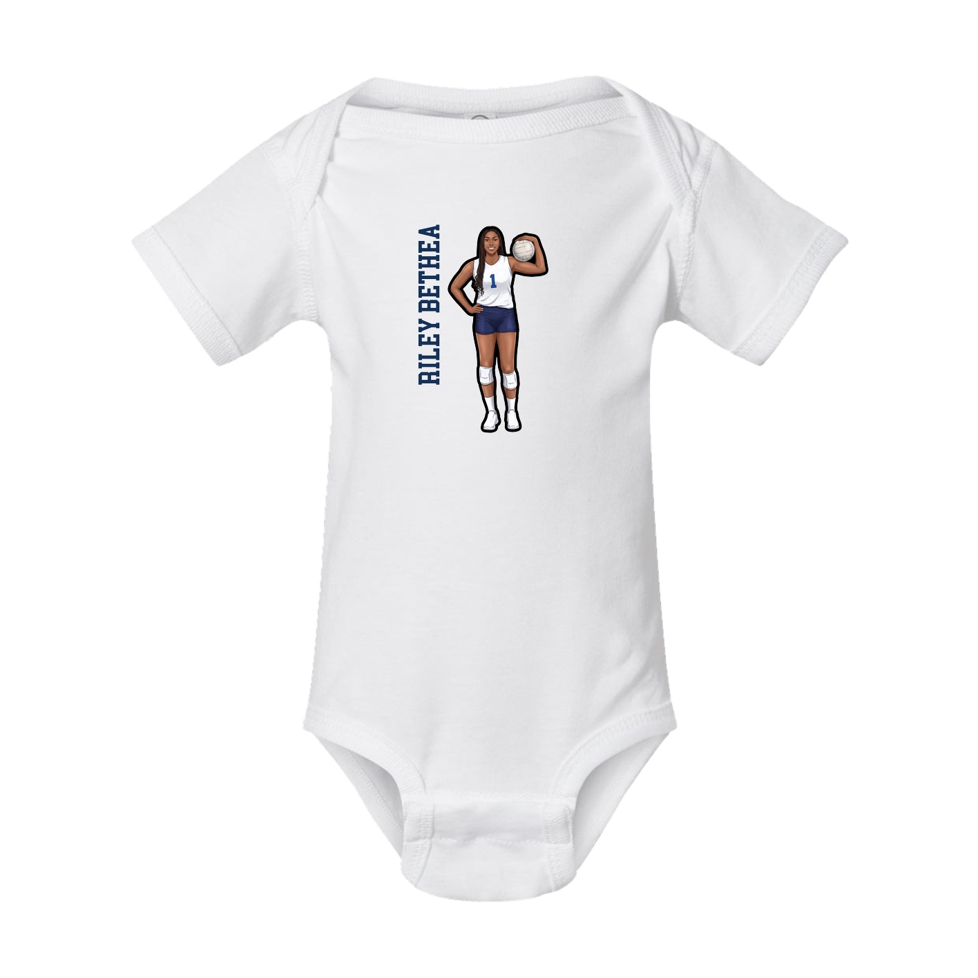 Baby Onesie — Name Vertical in White