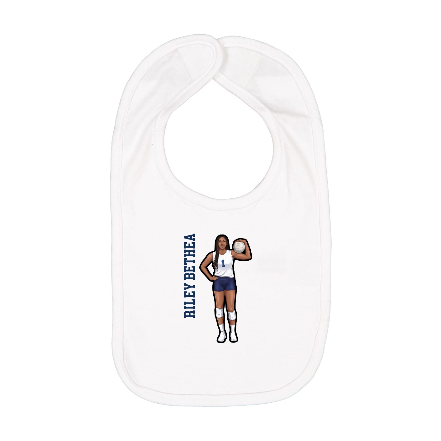 Infant Bib — Name Vertical in White