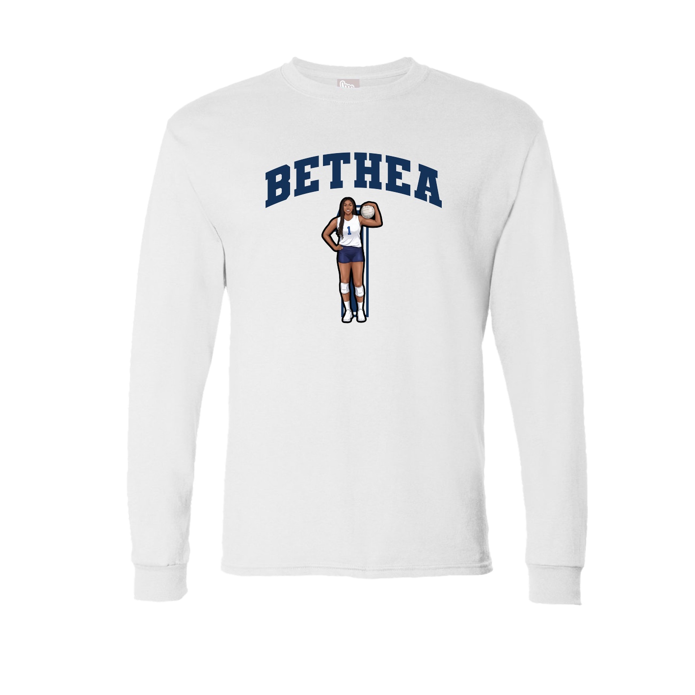 Long Sleeve Tee — Number in White