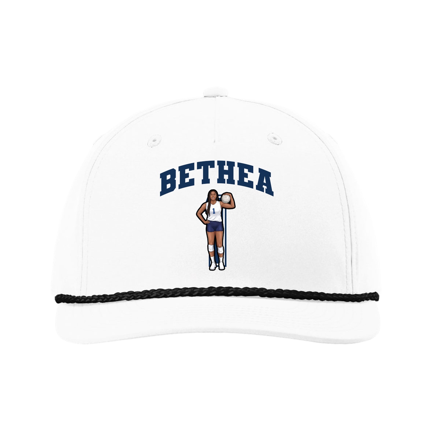 Five-Panel Classic Rope Cap — Number in White