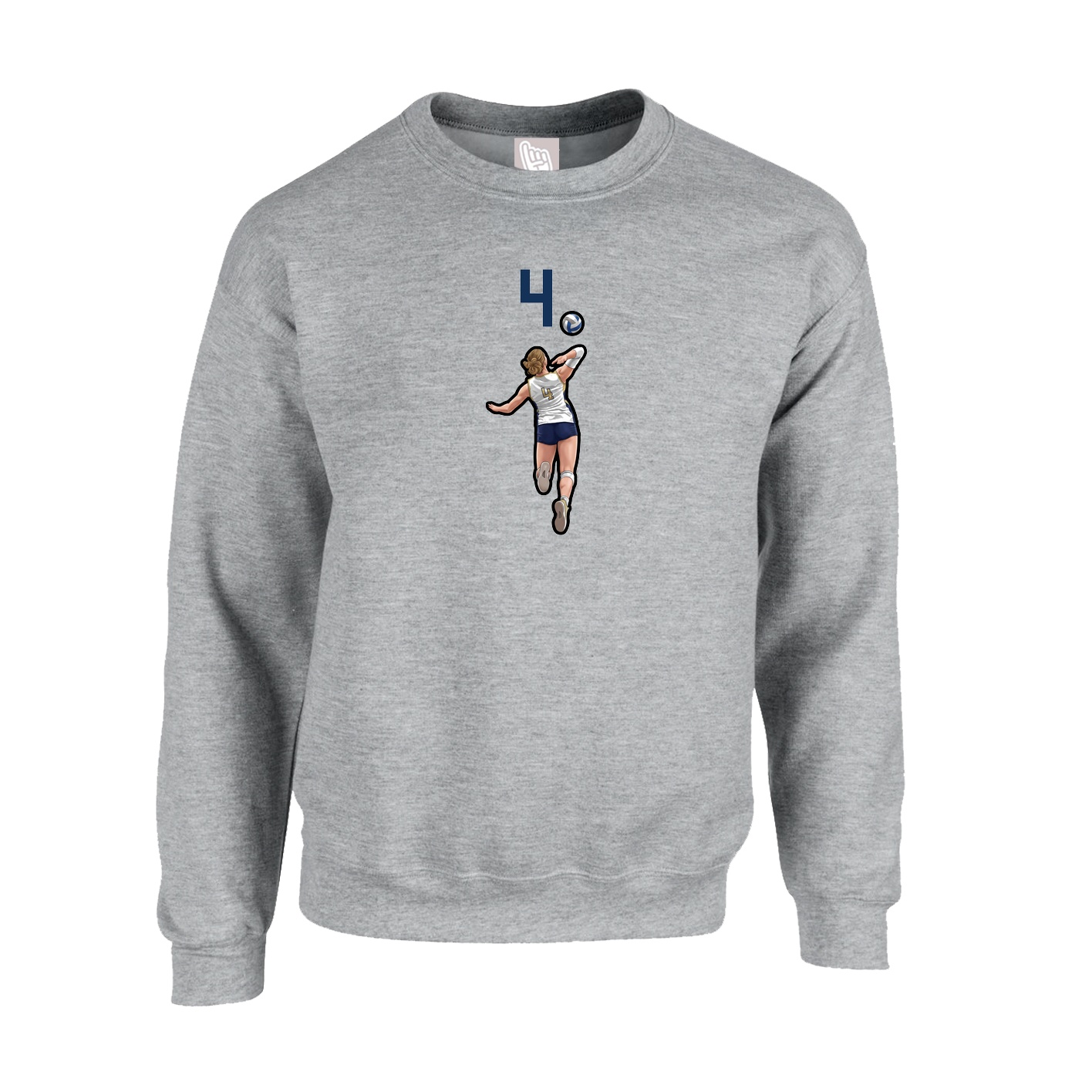 Fleece Crew — Number Top in Grey