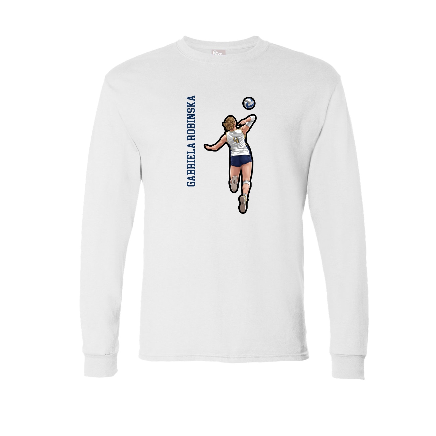 Long Sleeve Tee — Name Vertical in White