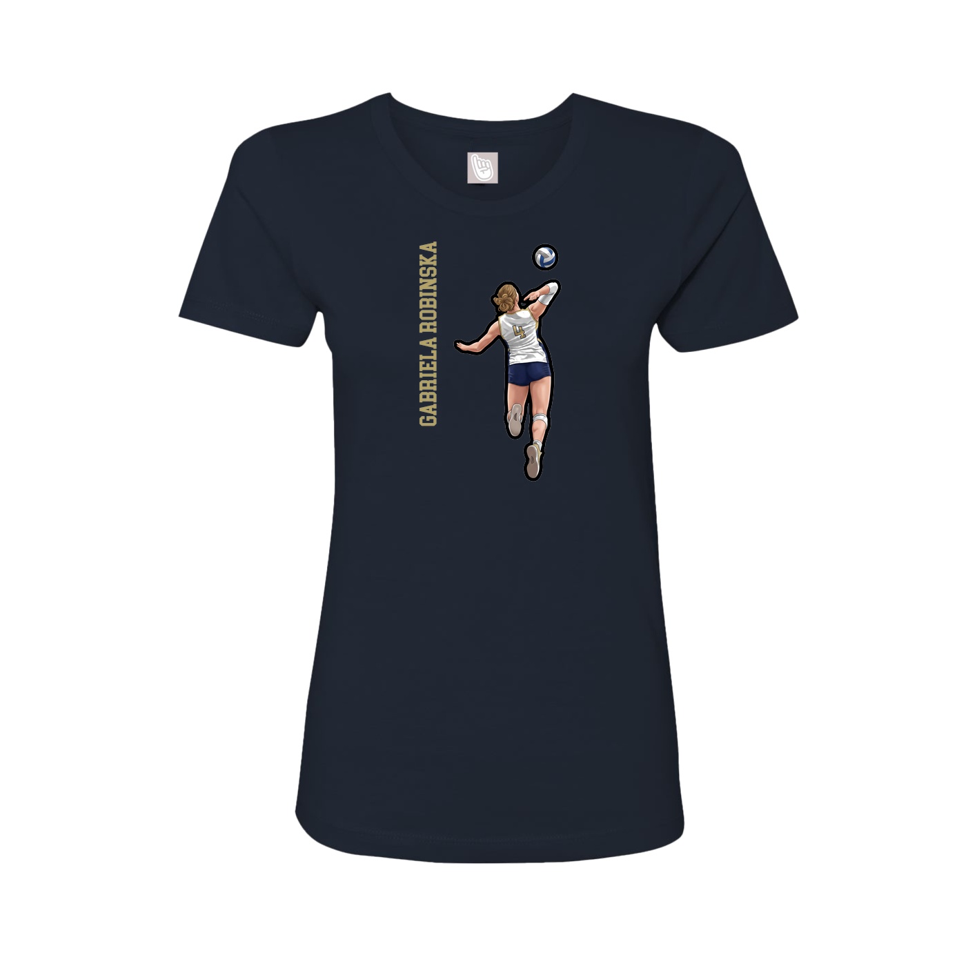 Fitted Women's Tee — Name Vertical in Navy