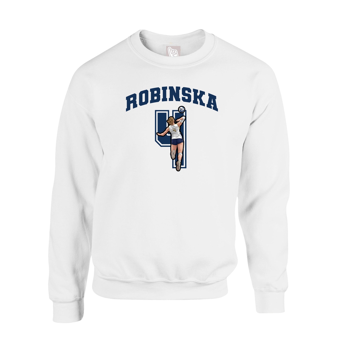 Fleece Crew — Number in White