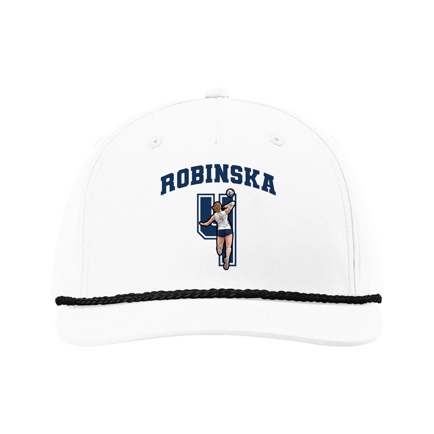 Five-Panel Classic Rope Cap — Number in White