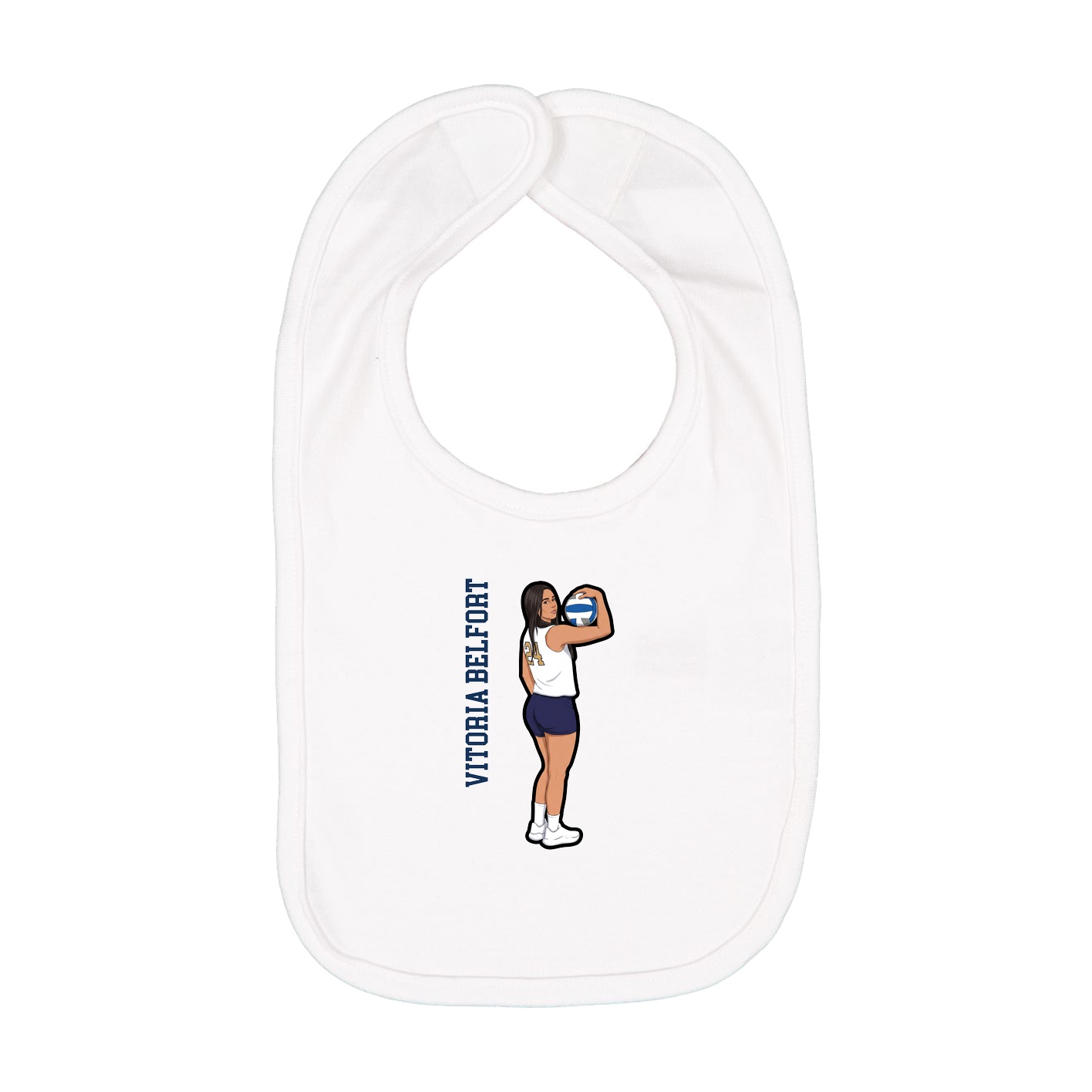 Infant Bib — Name Vertical in White