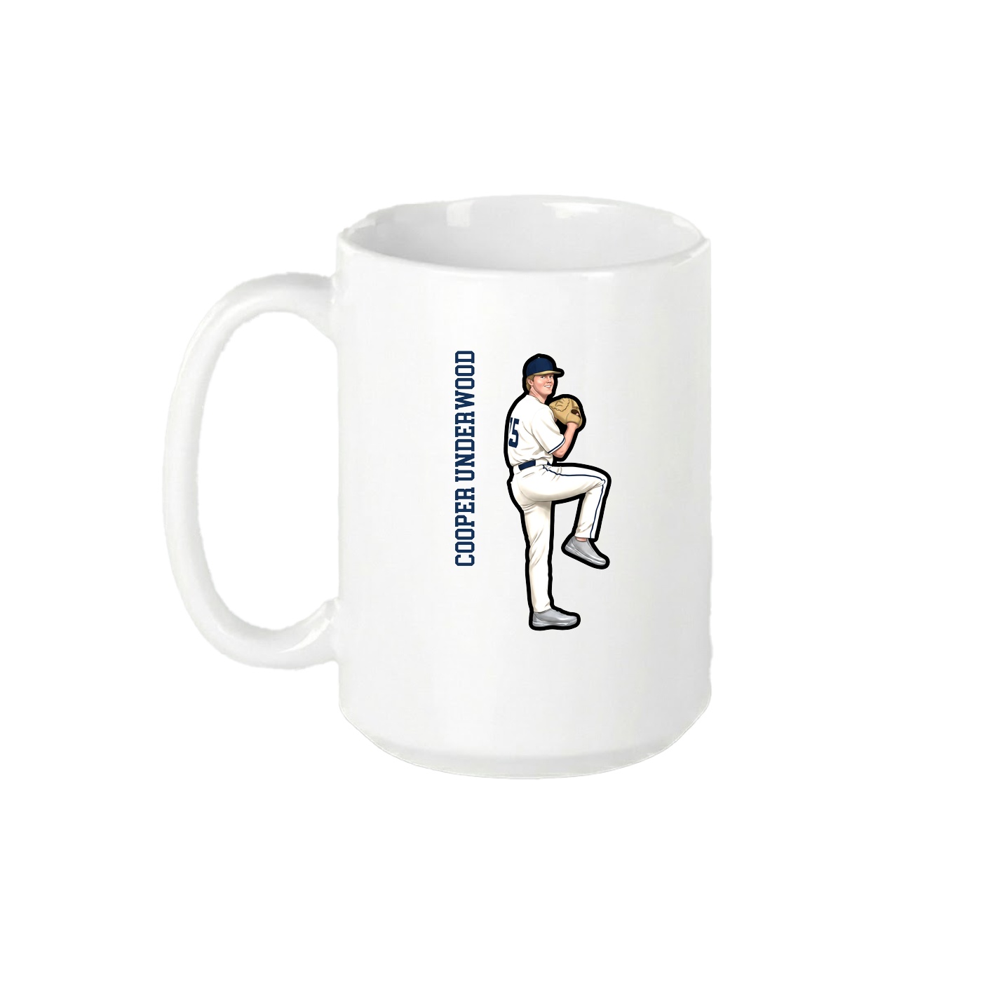 15oz Coffee Mug — Name Vertical in White