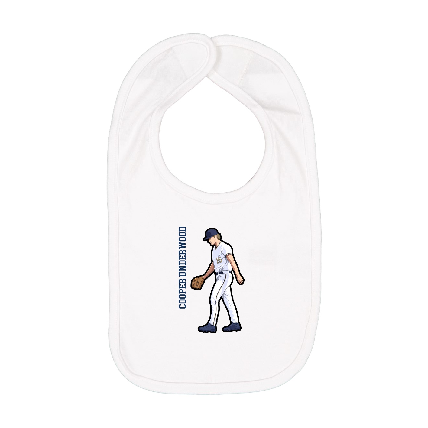 Infant Bib — Name Vertical in White