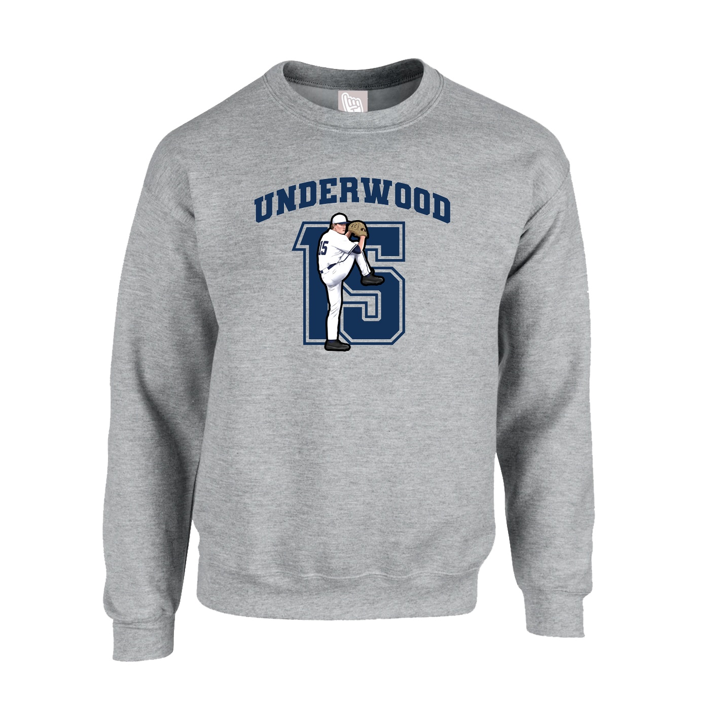 Fleece Crew — Number in Grey