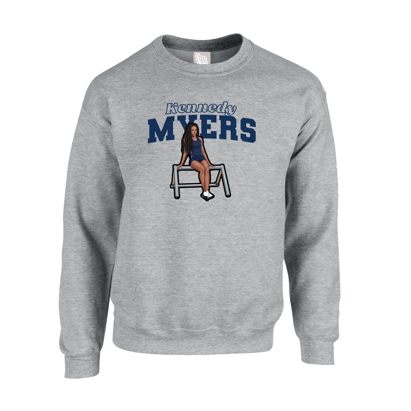 Fleece Crew — Name Arch in Grey