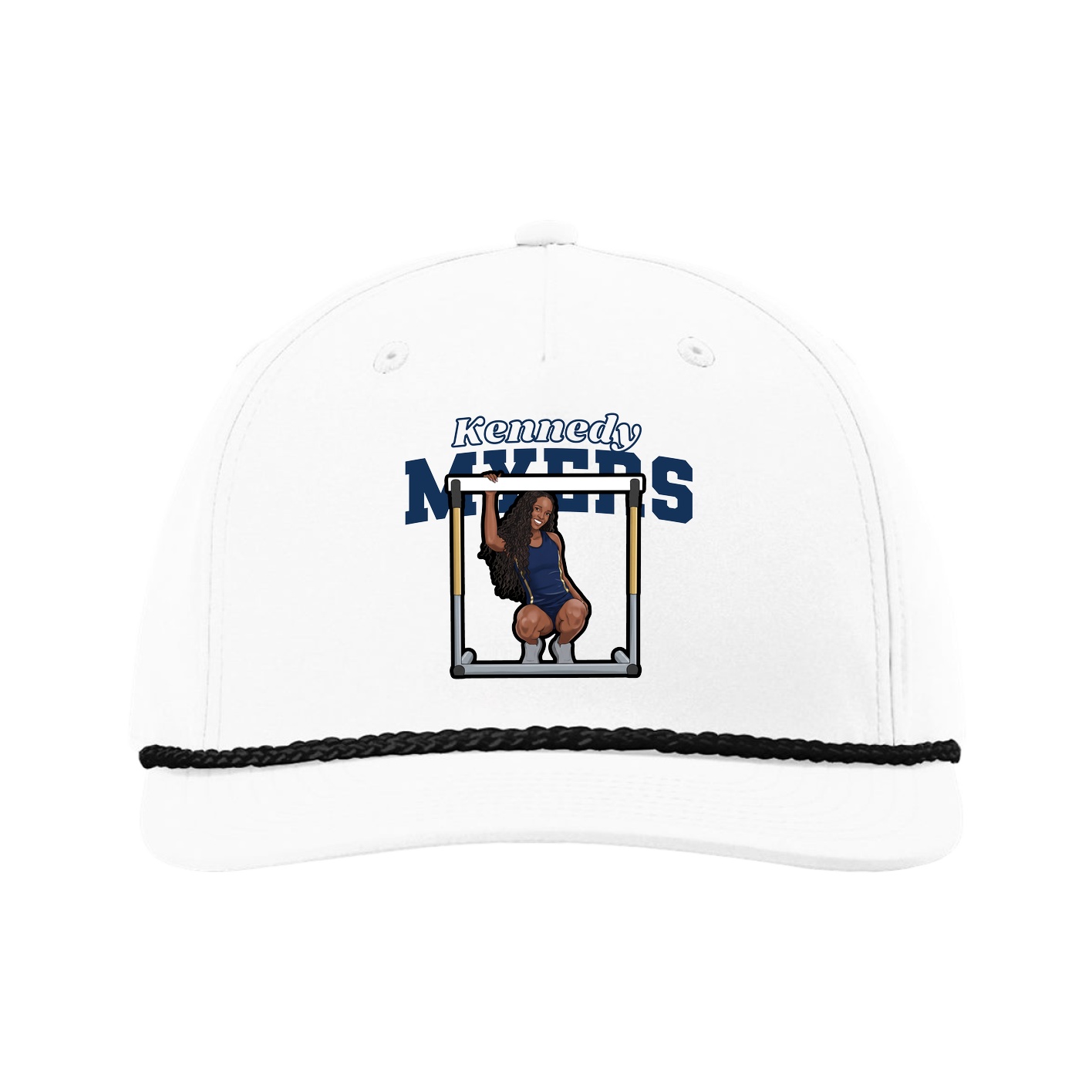 Five-Panel Classic Rope Cap — Name Arch in White
