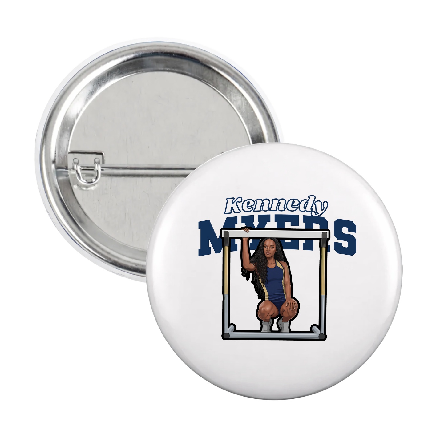 Game Day Button — Name Arch in White