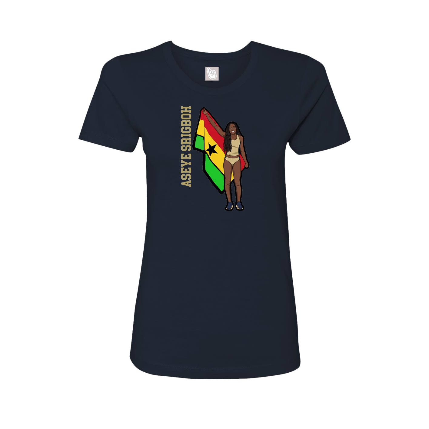 Fitted Women's Tee — Name Vertical in Navy