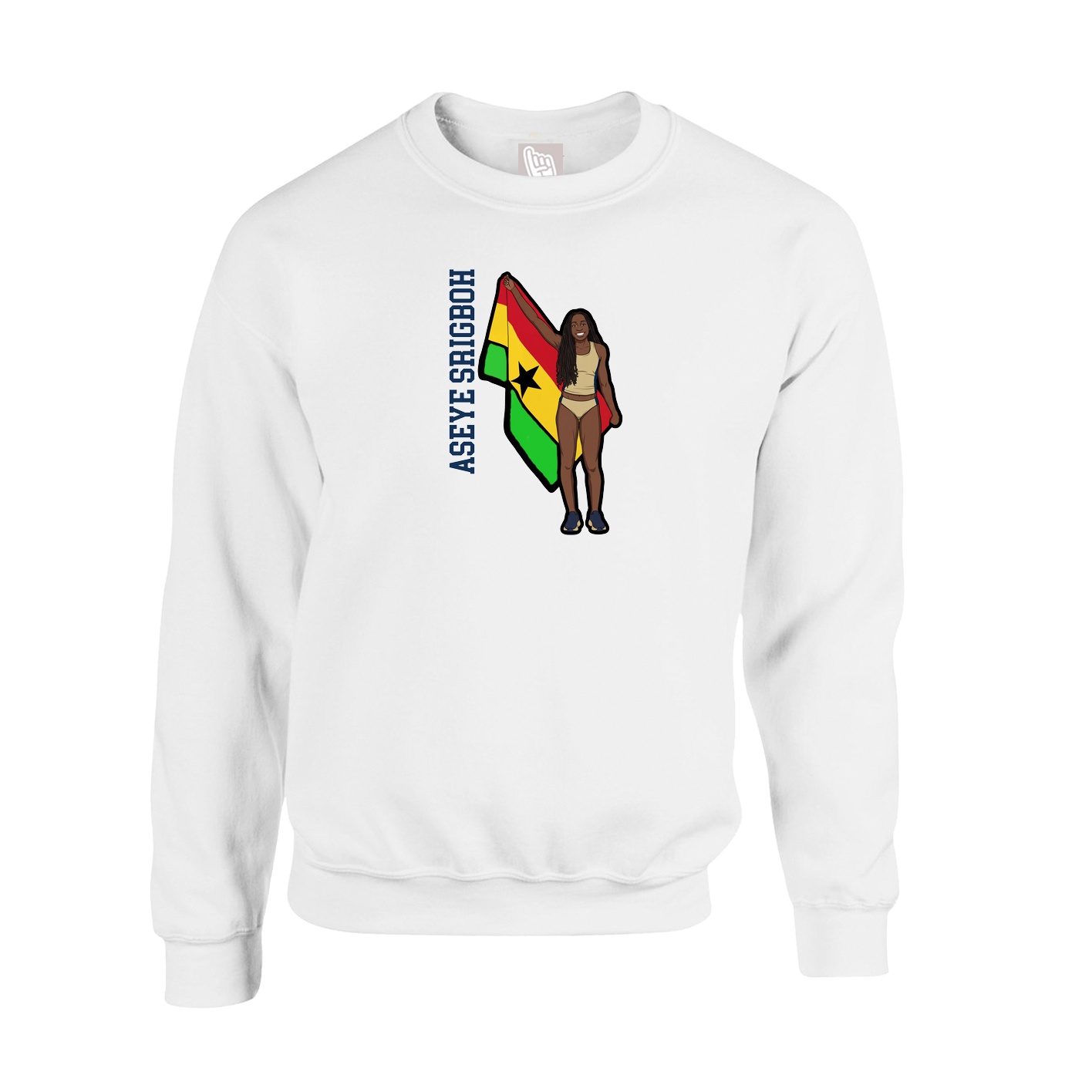 Fleece Crew — Name Vertical in White
