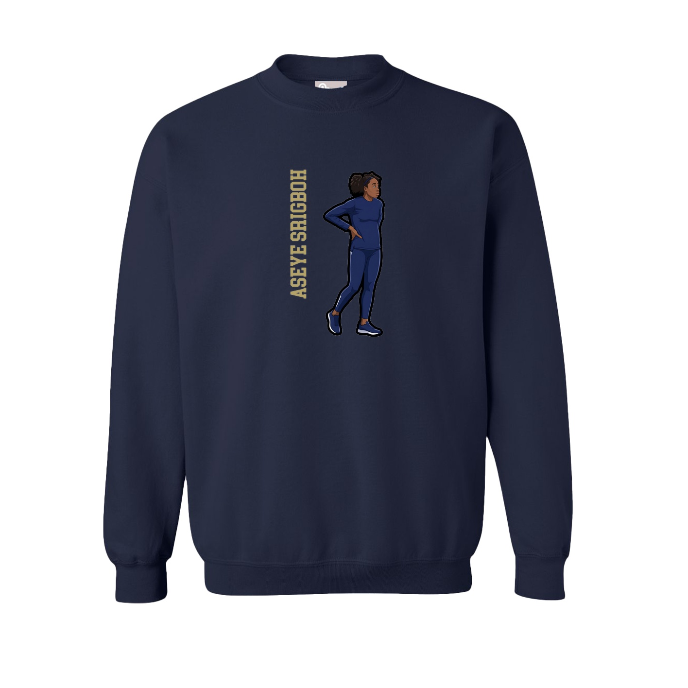 Fleece Crew — Name Vertical in Navy