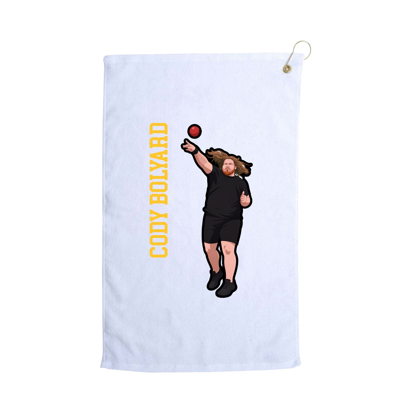 Golf Towel — Name Vertical in White