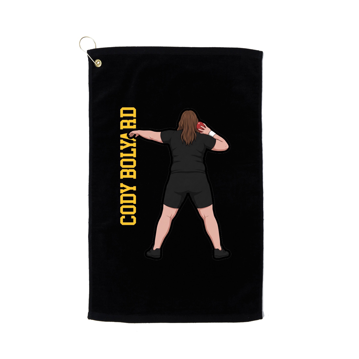 Golf Towel — Name Vertical in Black