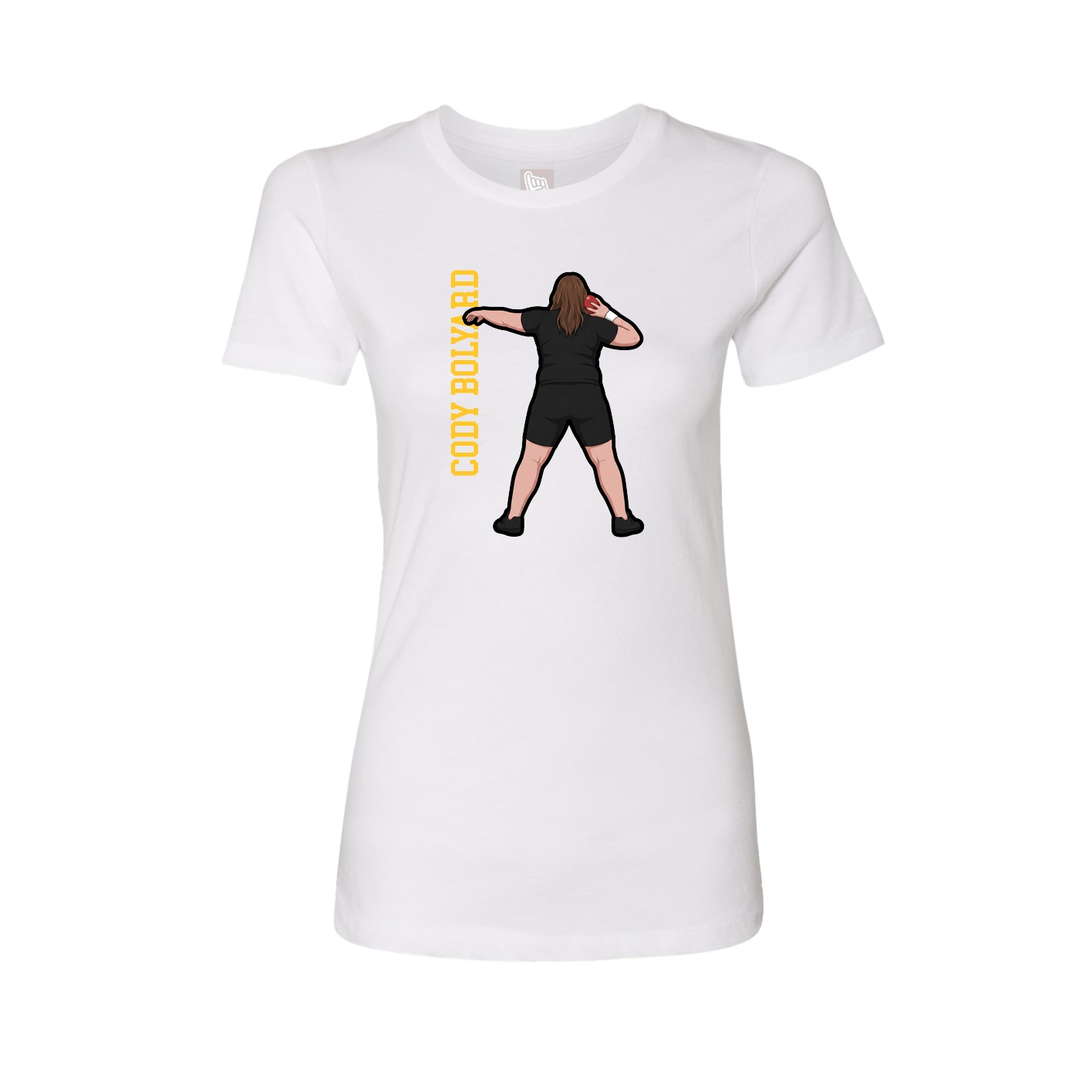 Fitted Women's Tee — Name Vertical in White