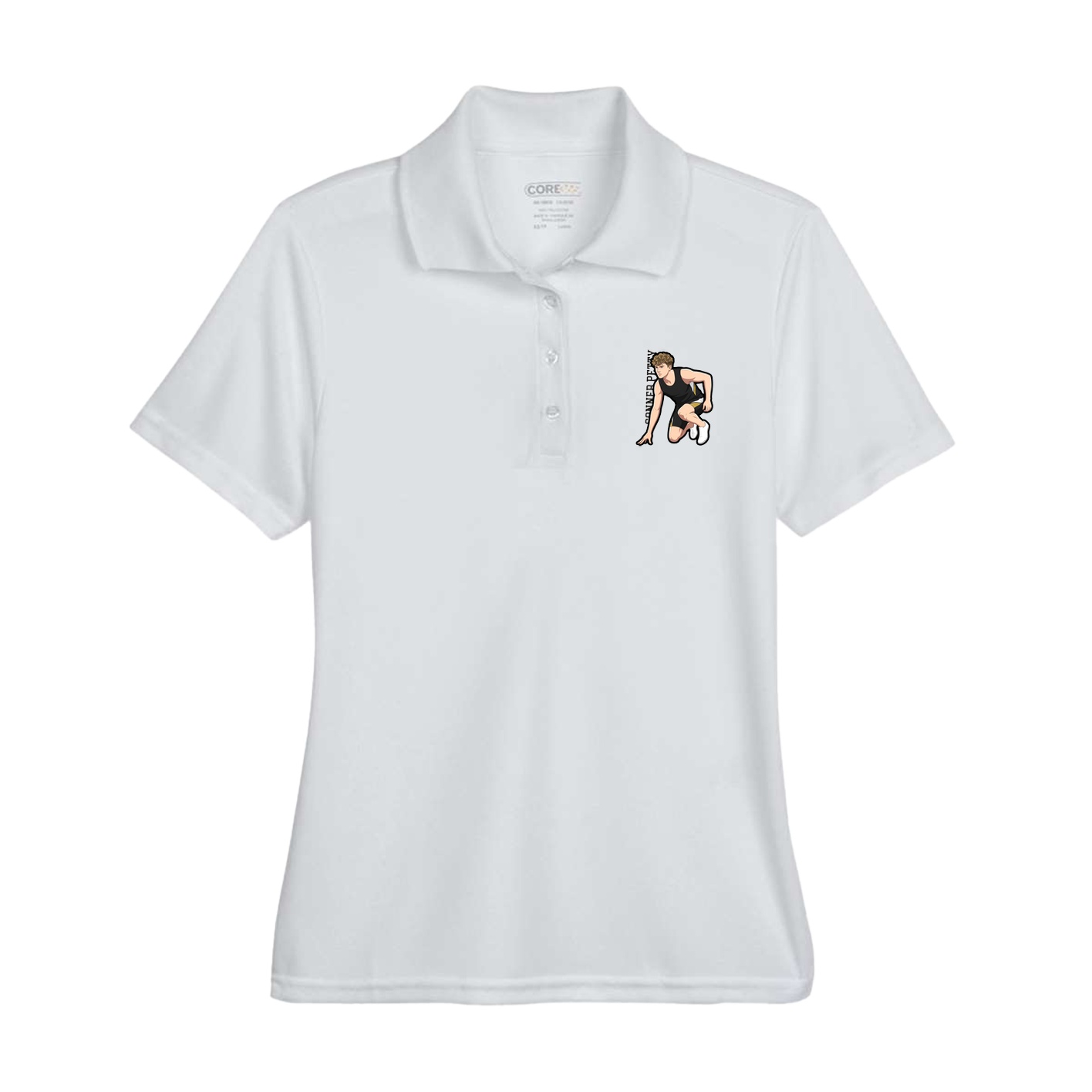 Womens Performance Polo — Name Vertical in Grey