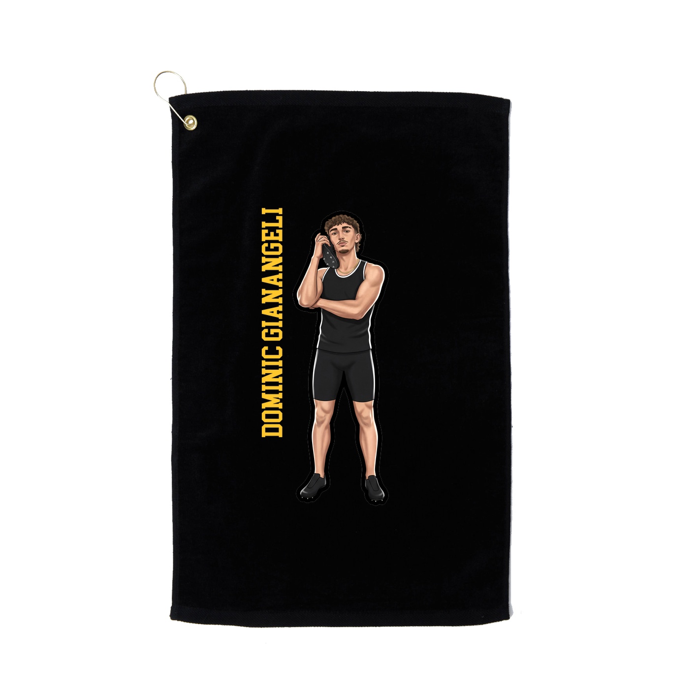 Golf Towel — Name Vertical in Black