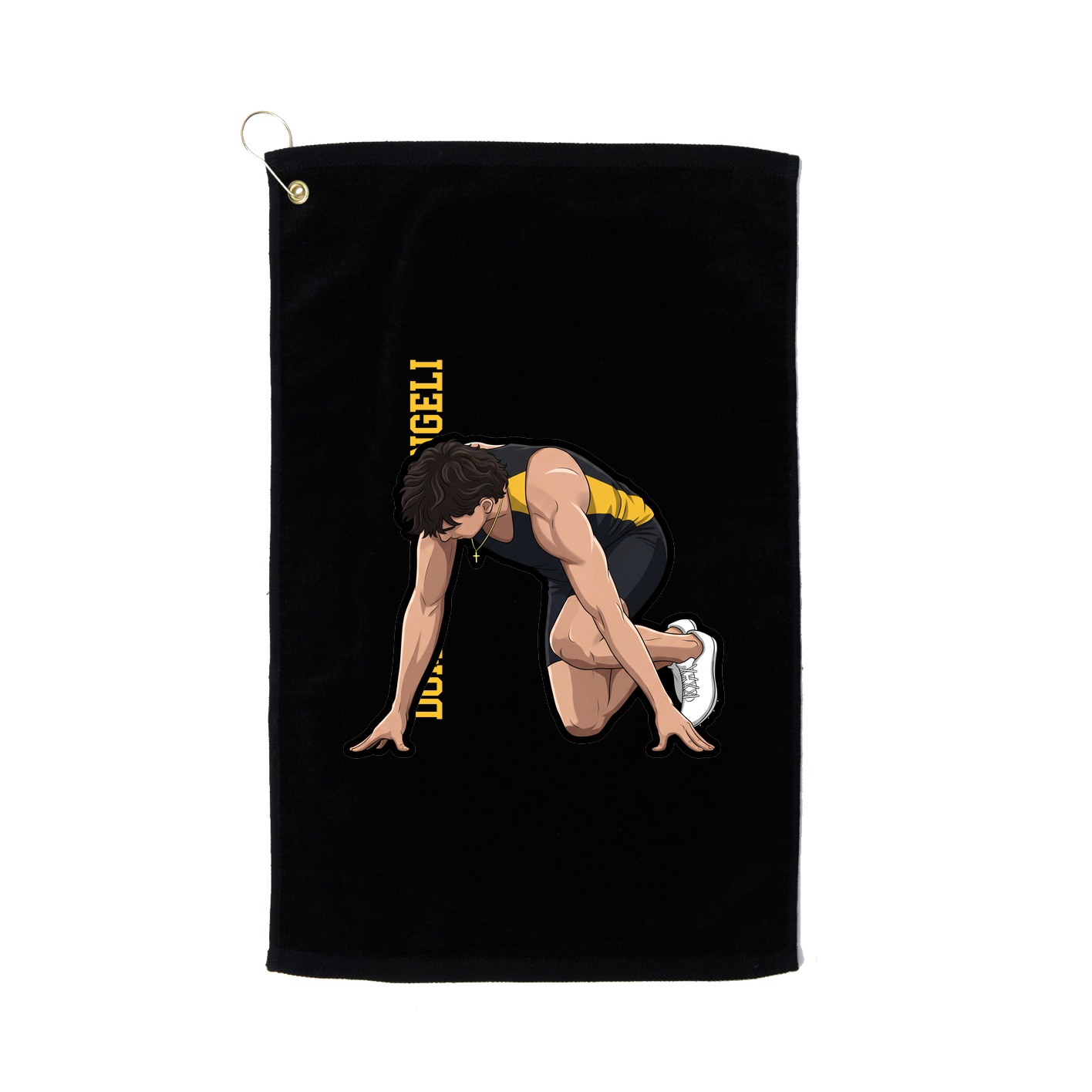 Golf Towel — Name Vertical in Black