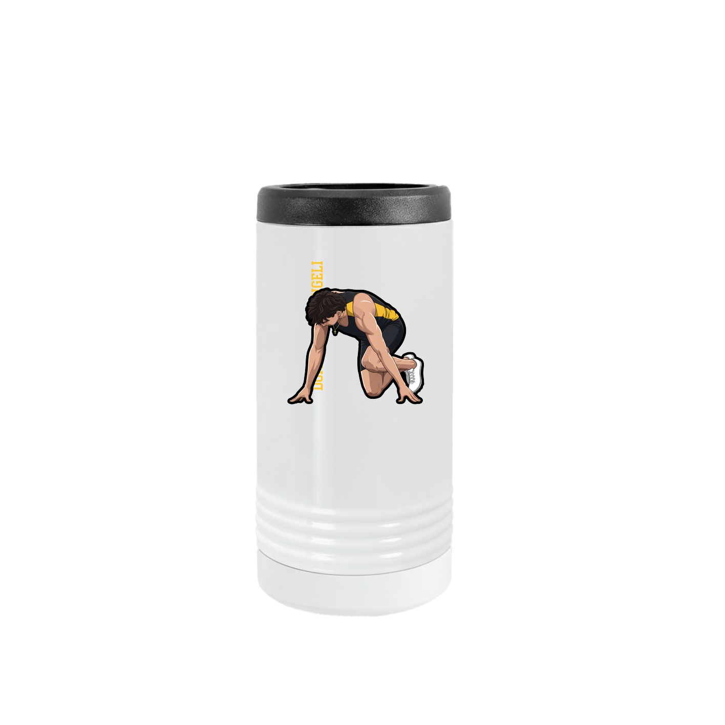 Slim Beverage Holder — Name Vertical in White