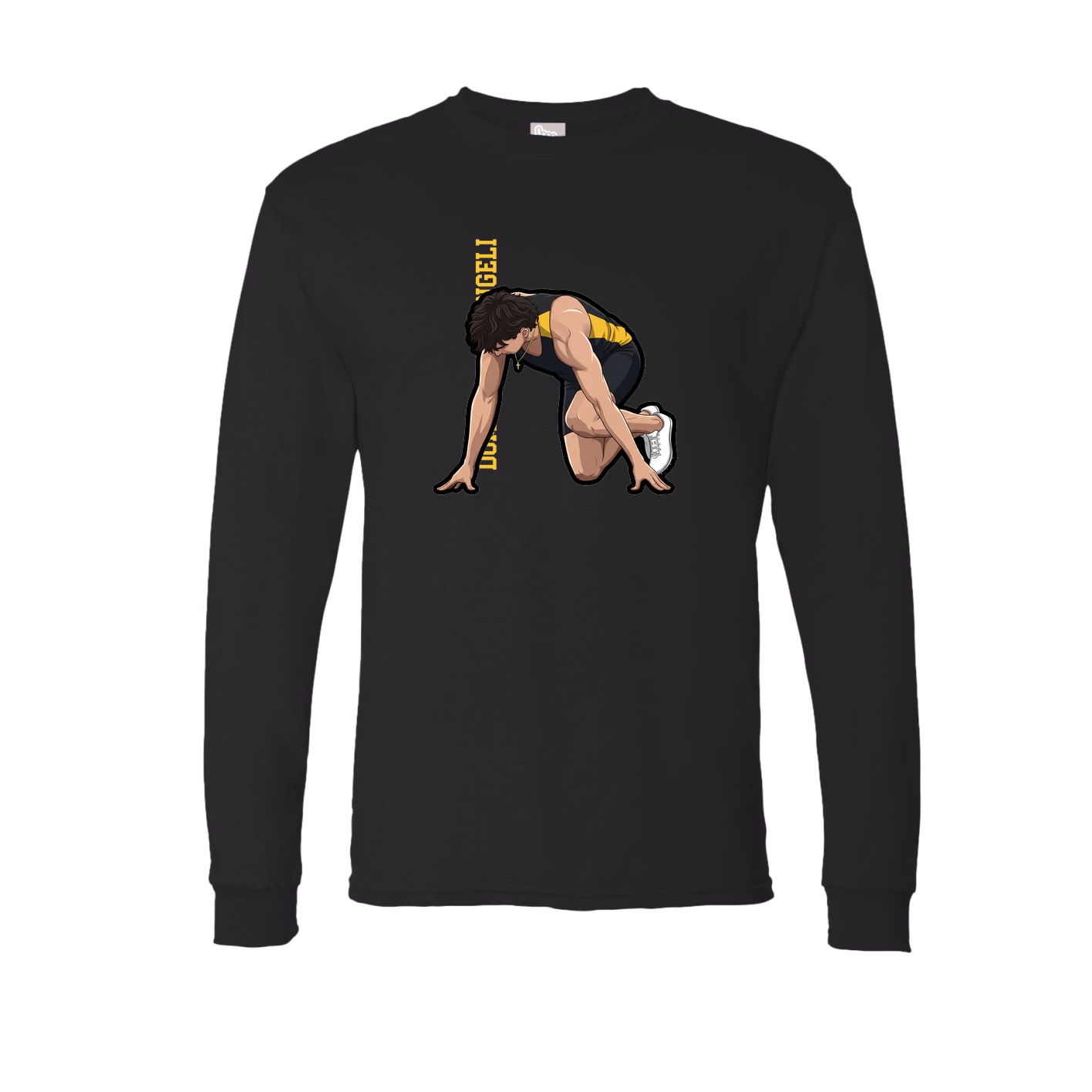 Long Sleeve Tee — Name Vertical in Black
