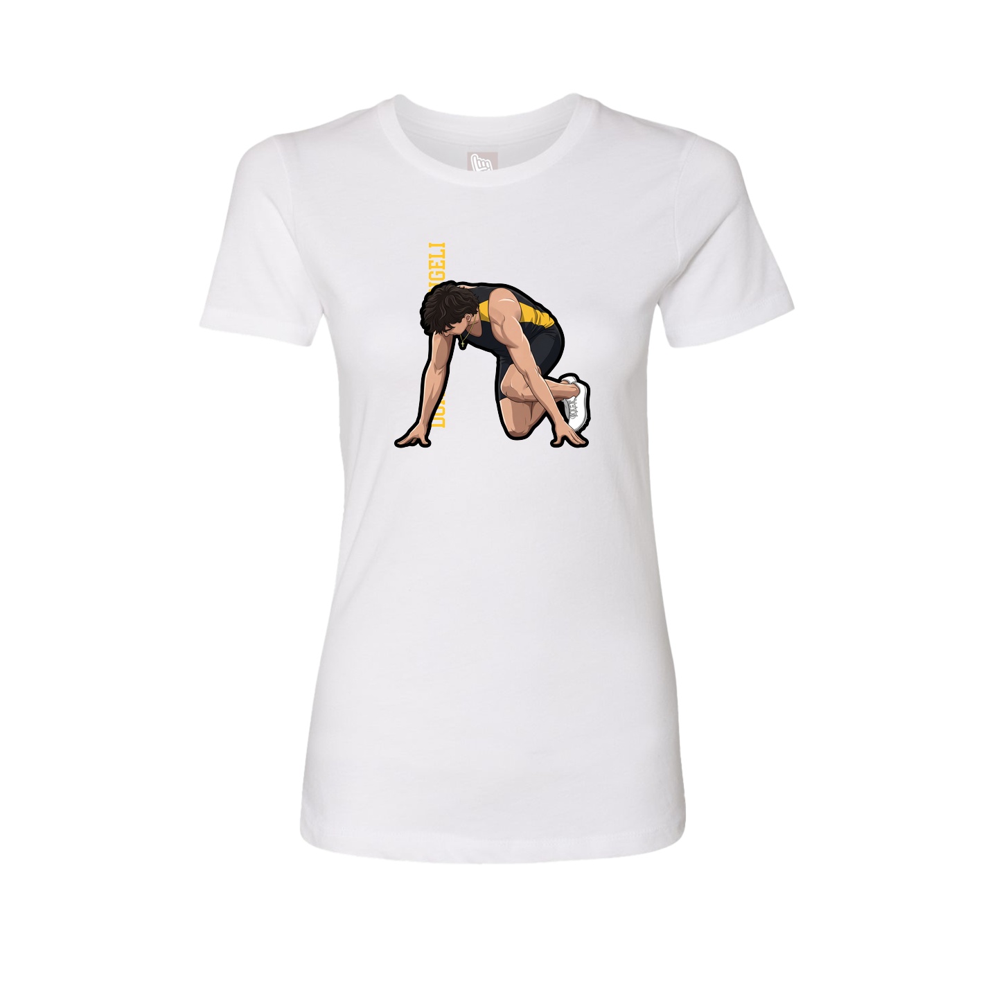 Womens Tee — Name Vertical in White